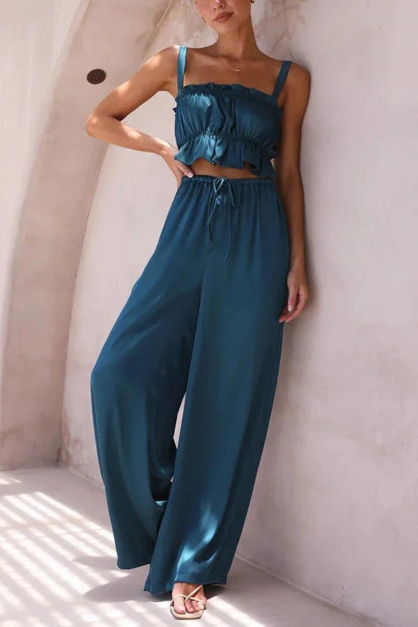 Completo Julianne con top arricciato, vita elasticizzata e pantaloni