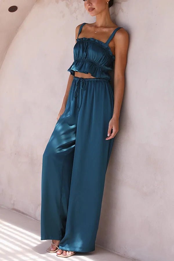 Completo Julianne con top arricciato, vita elasticizzata e pantaloni