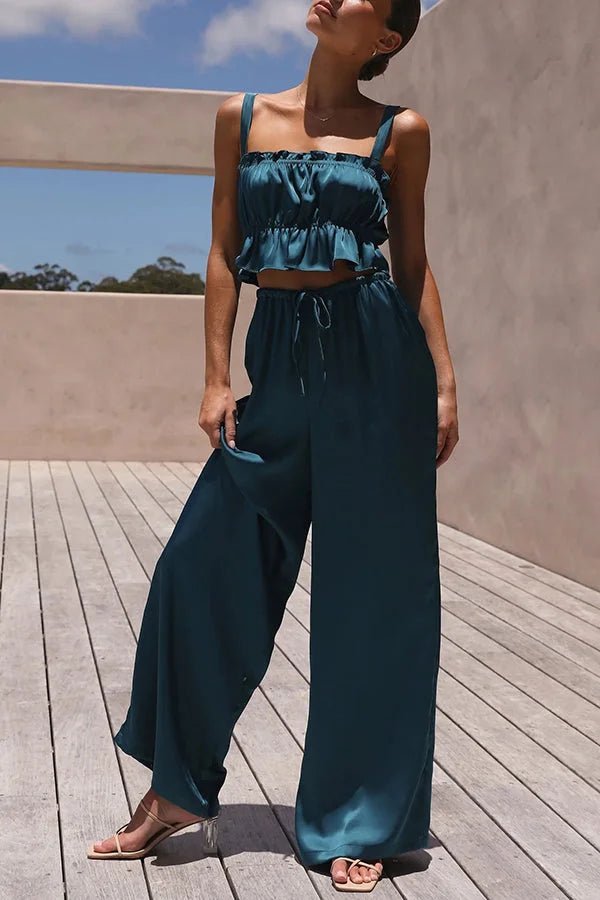 Completo Julianne con top arricciato, vita elasticizzata e pantaloni