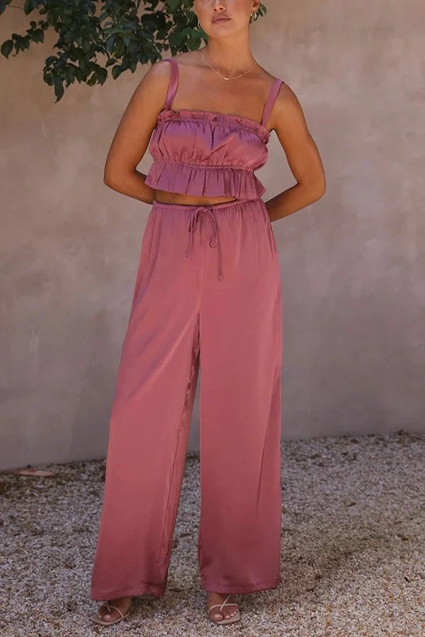 Completo Julianne con top arricciato, vita elasticizzata e pantaloni