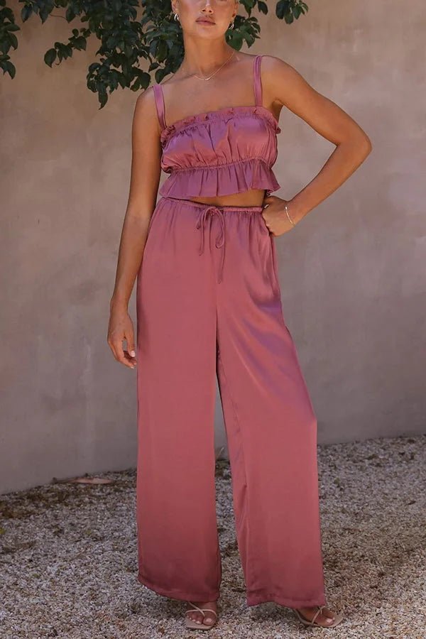 Completo Julianne con top arricciato, vita elasticizzata e pantaloni