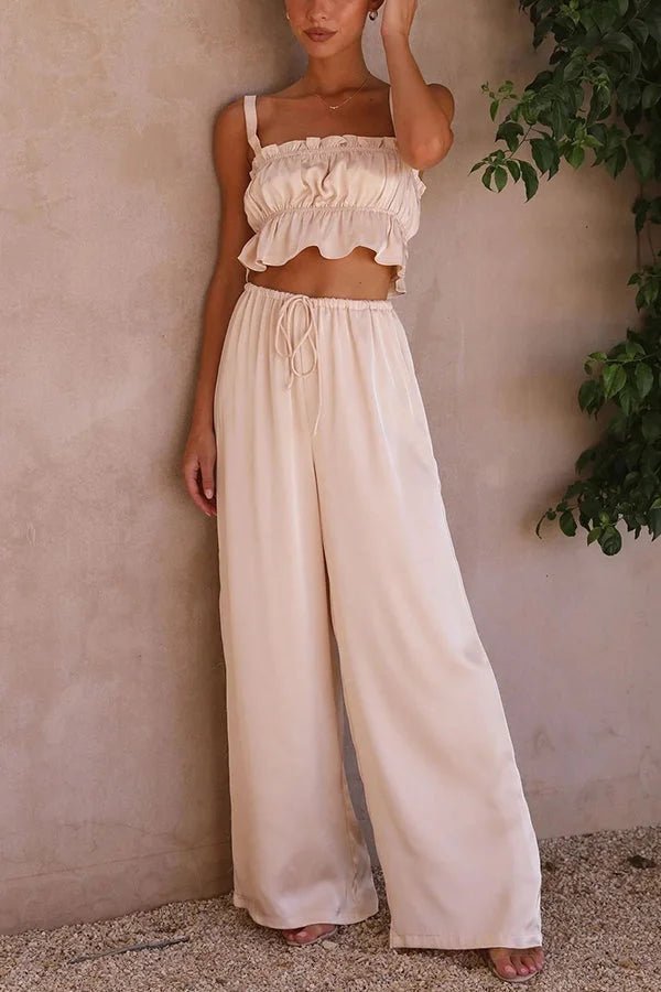 Completo Julianne con top arricciato, vita elasticizzata e pantaloni