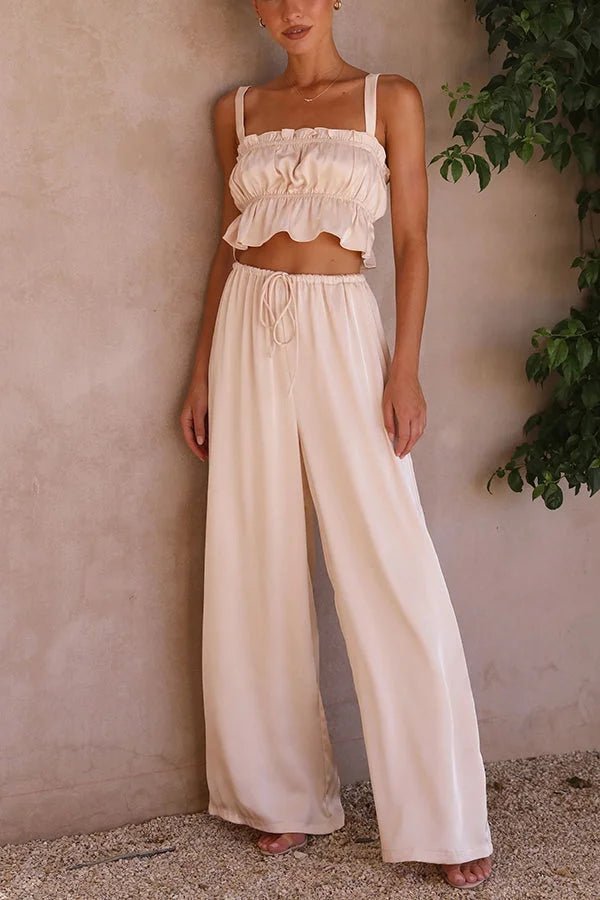 Completo Julianne con top arricciato, vita elasticizzata e pantaloni