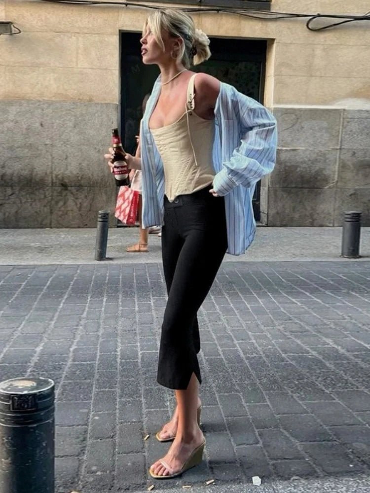 Pantaloni capri neri Juliette