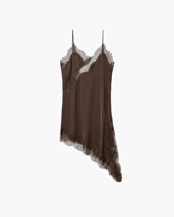 Kara Asymmetric Satin Mini Dress
