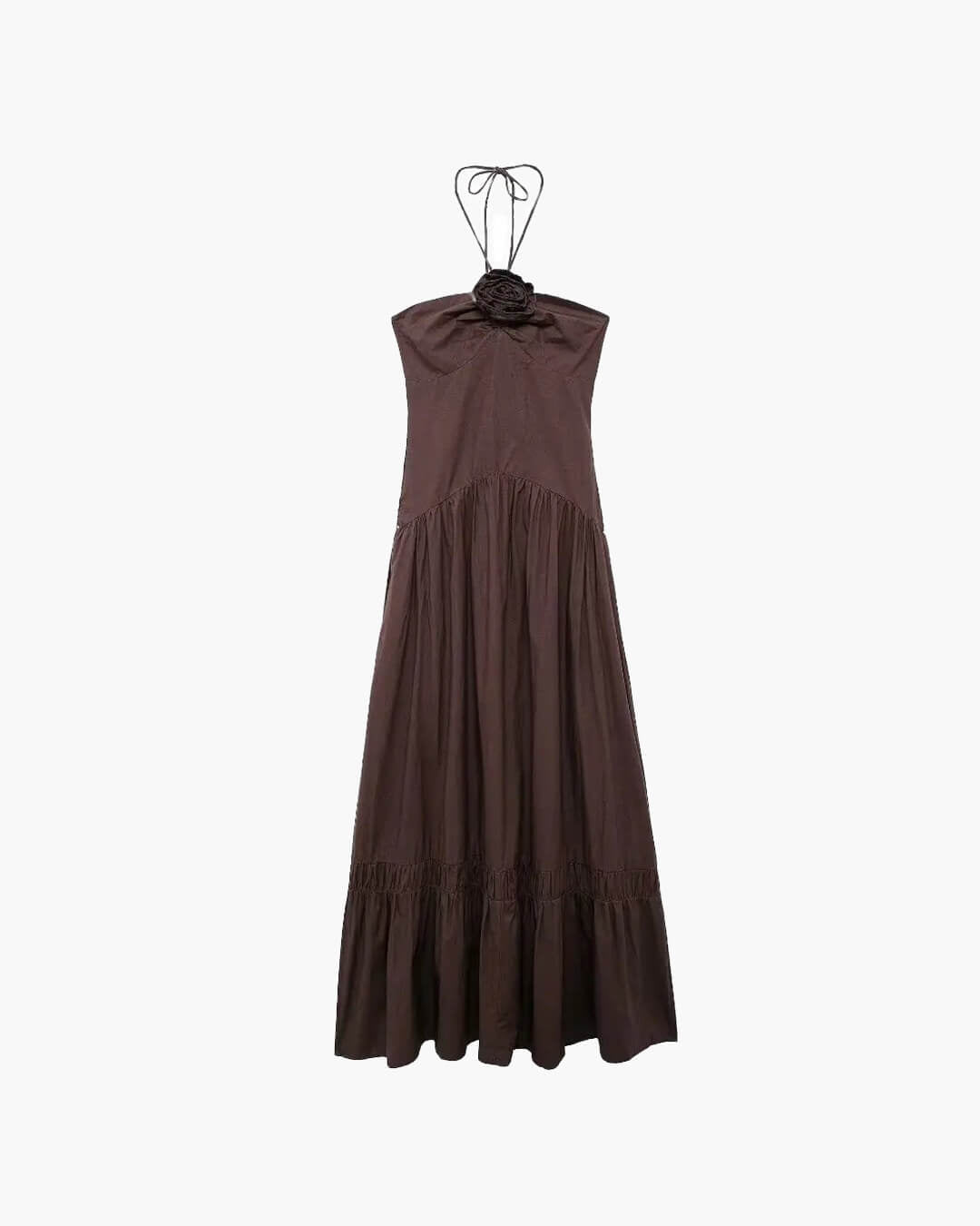 Abito midi Kate con scollo all’americana e applicazione floreale