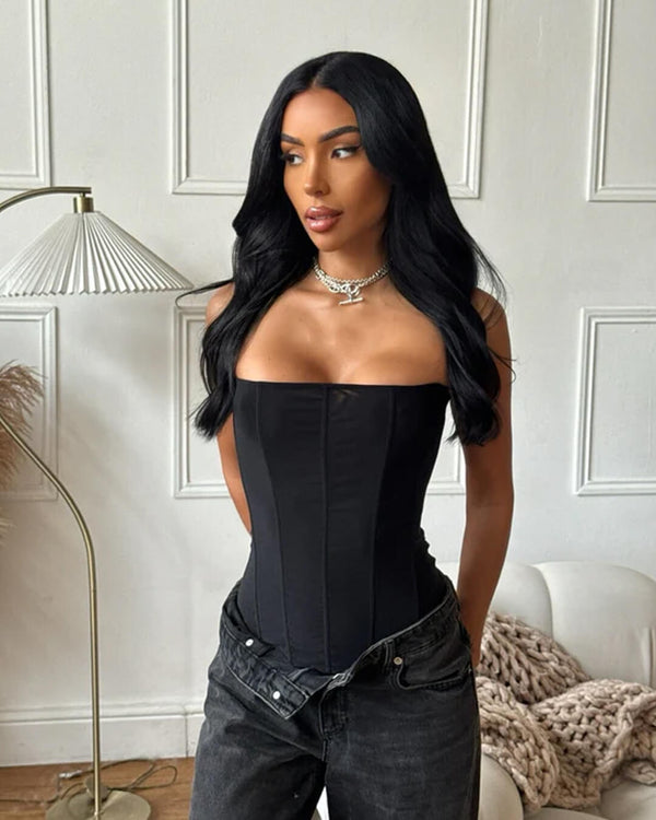 Top a corsetto in raso Kelly