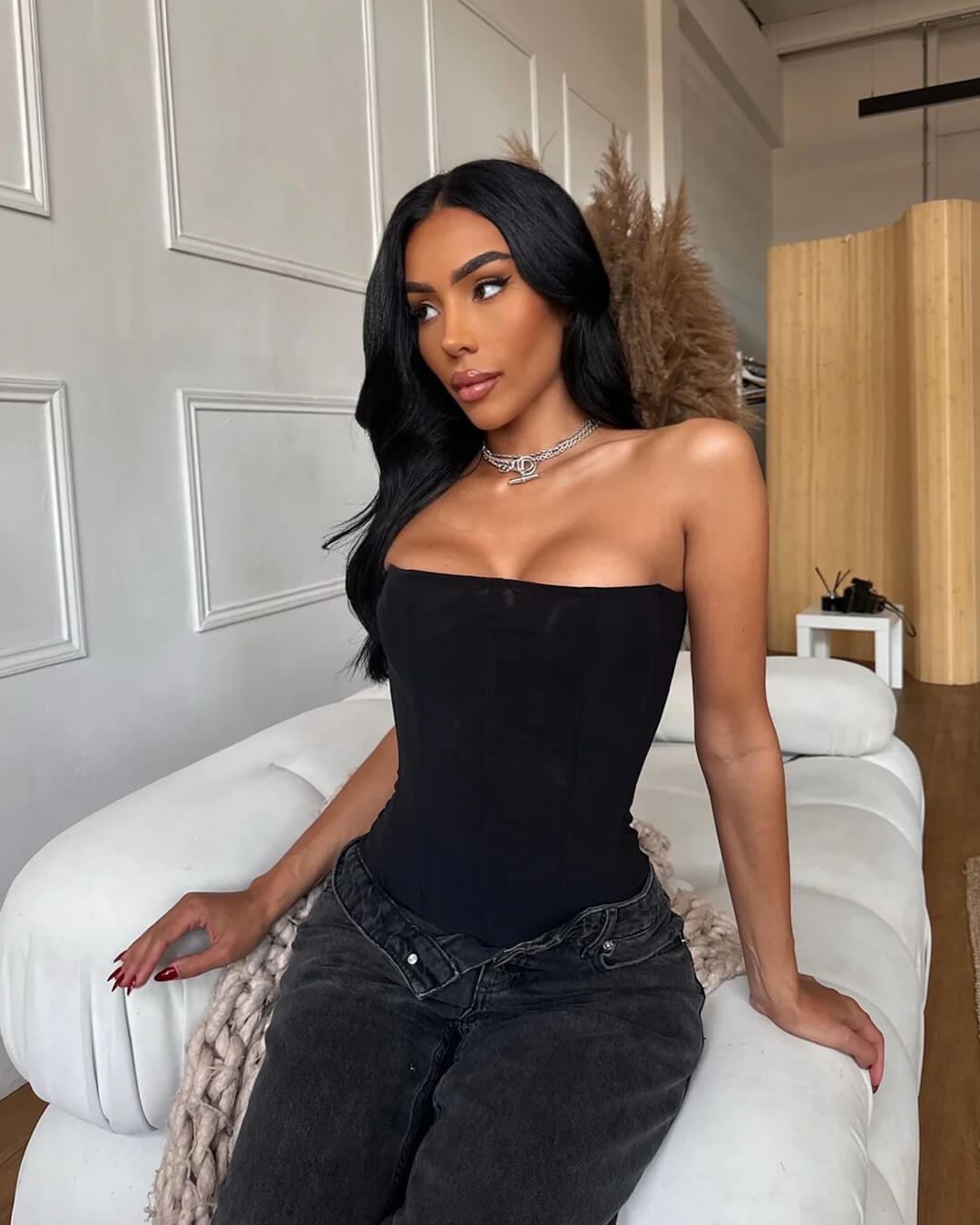 Top a corsetto in raso Kelly