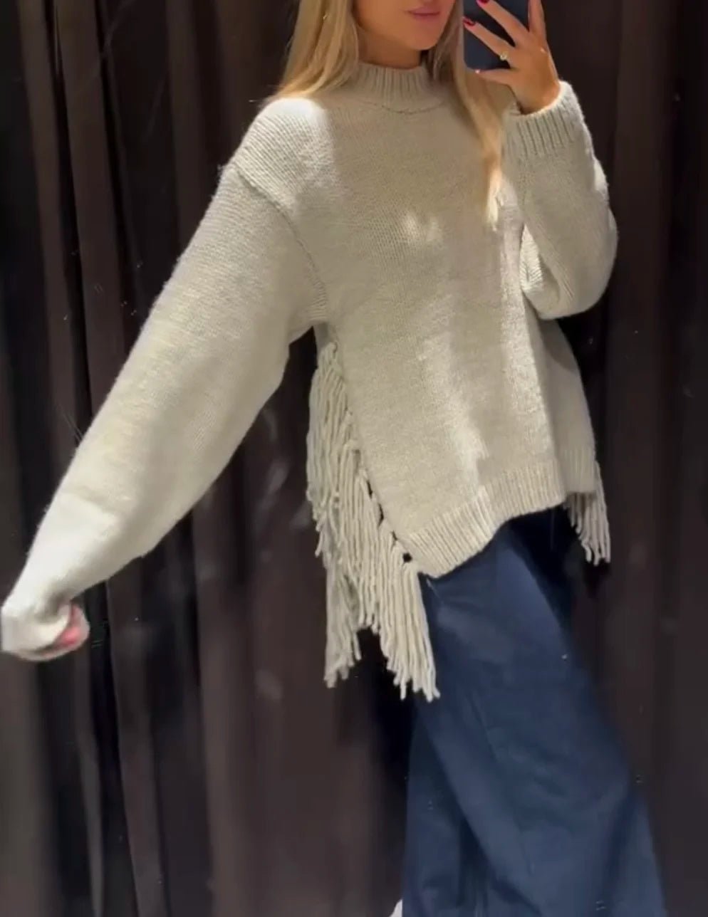 Maglione in maglia con frange Kelly