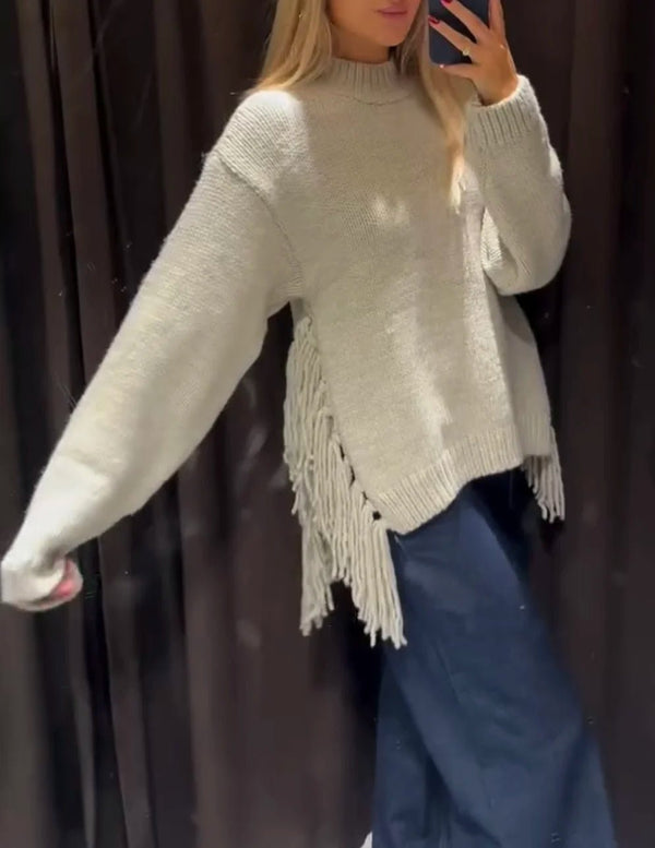 Maglione in maglia con frange Kelly