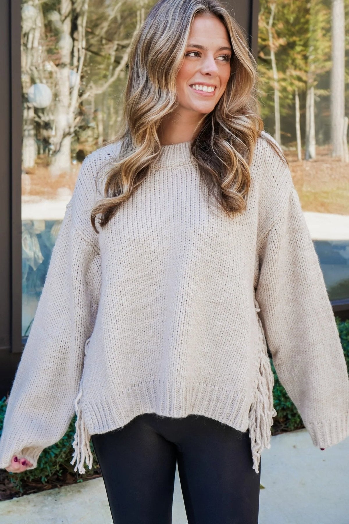 Maglione in maglia con frange Kelly