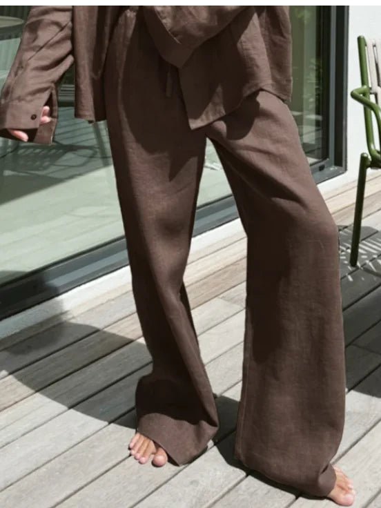 Pantaloni di lino a gamba larga Kendall
