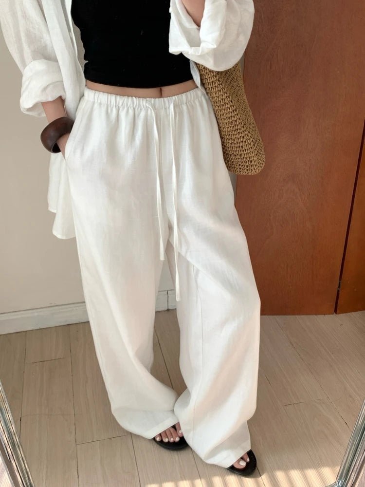 Pantaloni di lino a gamba larga Kendall