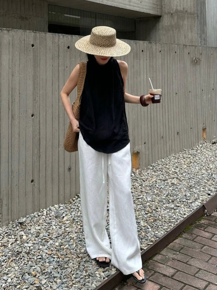 Pantaloni di lino a gamba larga Kendall