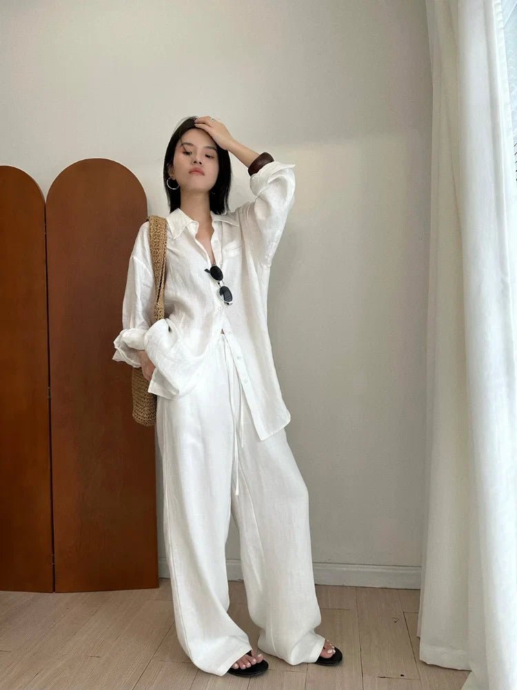 Pantaloni di lino a gamba larga Kendall