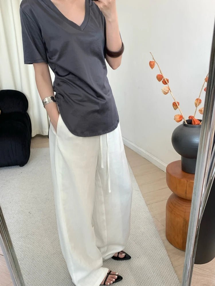 Pantaloni di lino a gamba larga Kendall