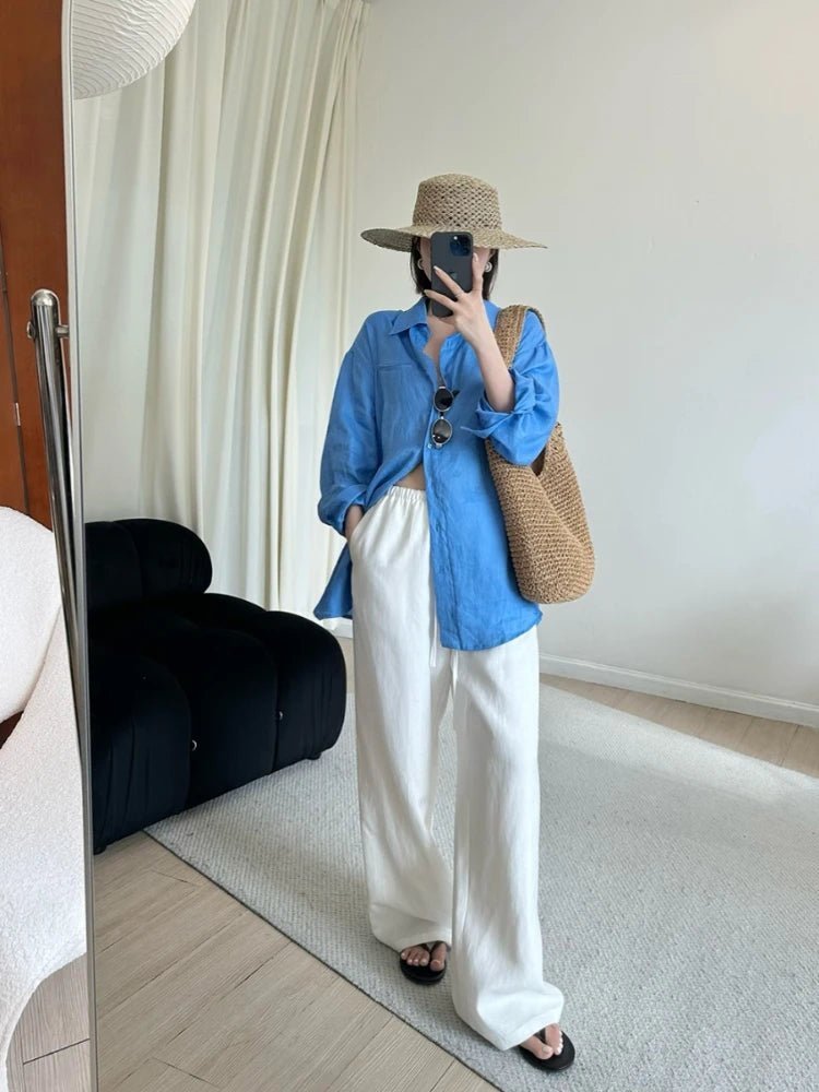 Pantaloni di lino a gamba larga Kendall