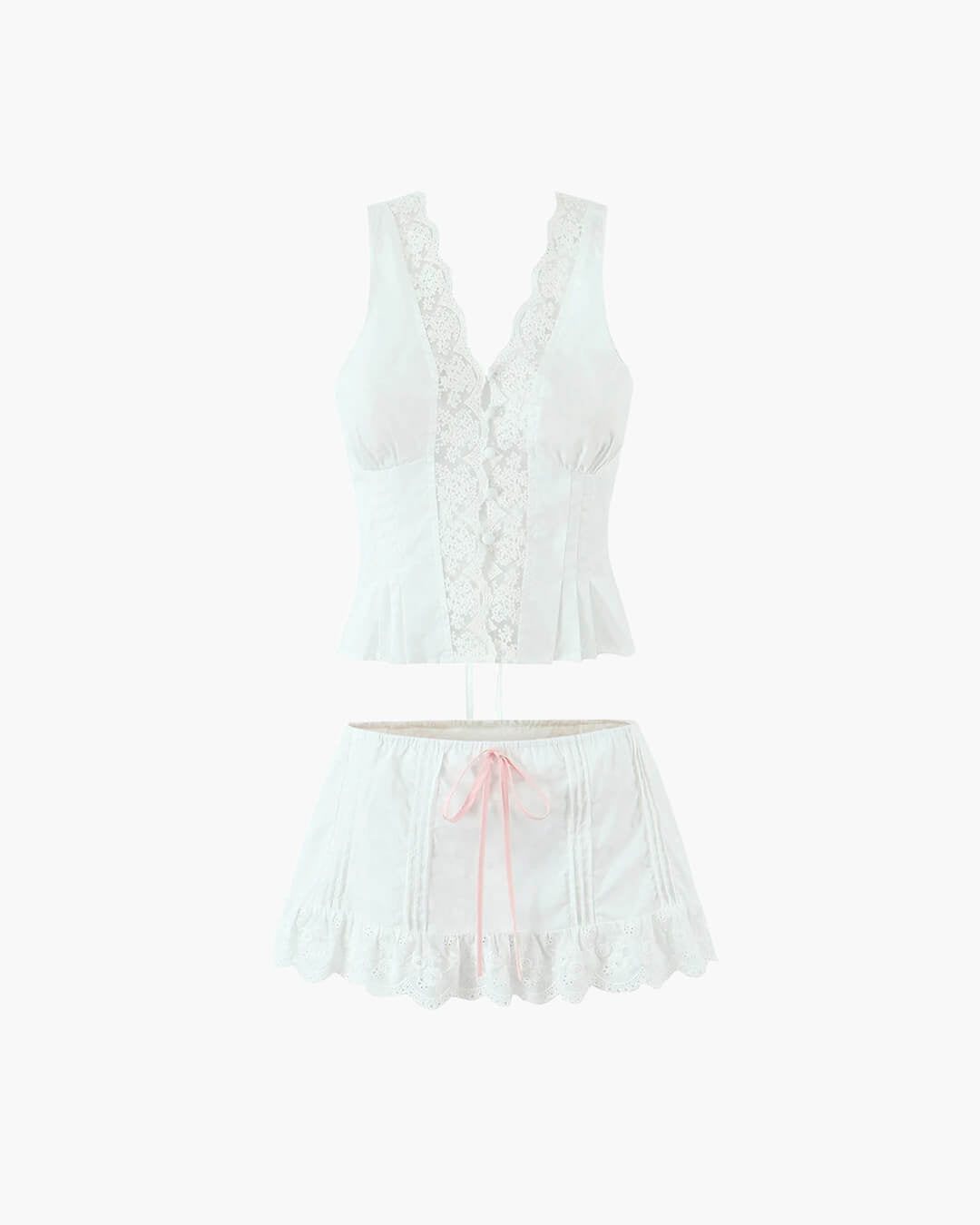 Set con gonna mini e bordo in pizzo Klarissa