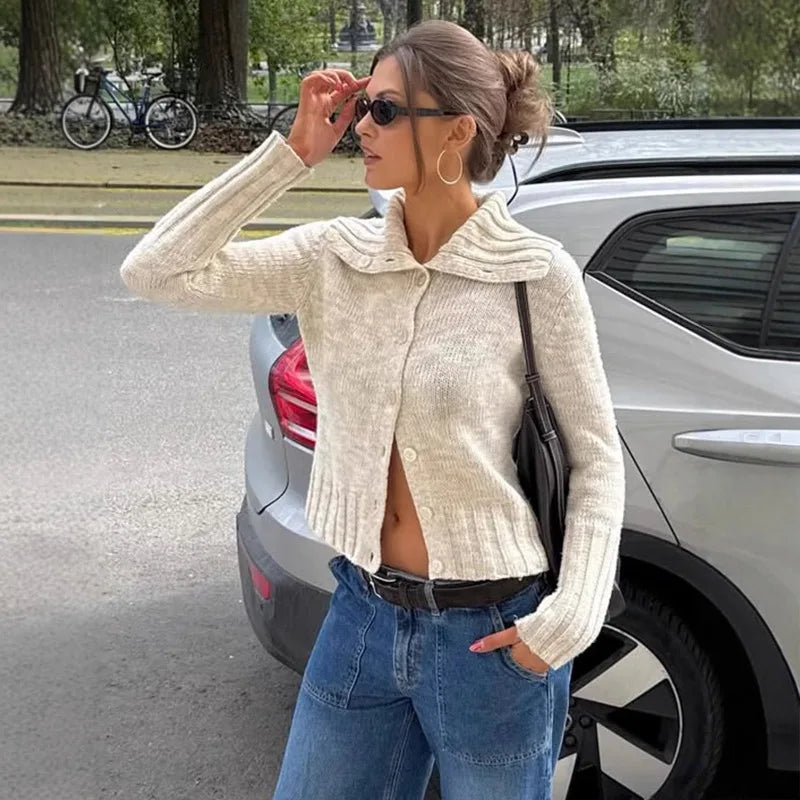 Cardigan in maglia con collo ampio Hanne