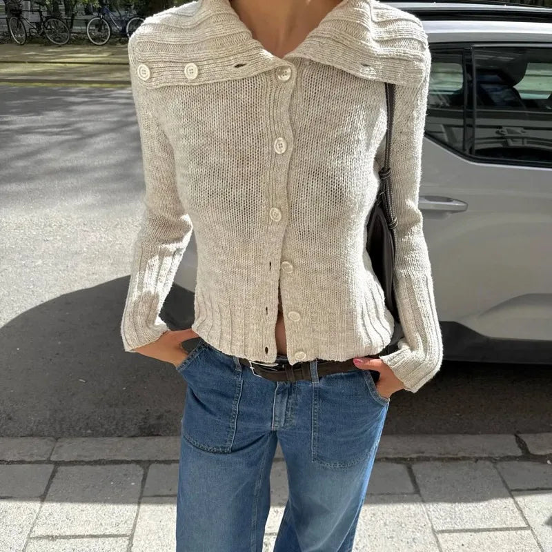 Cardigan in maglia con collo ampio Hanne
