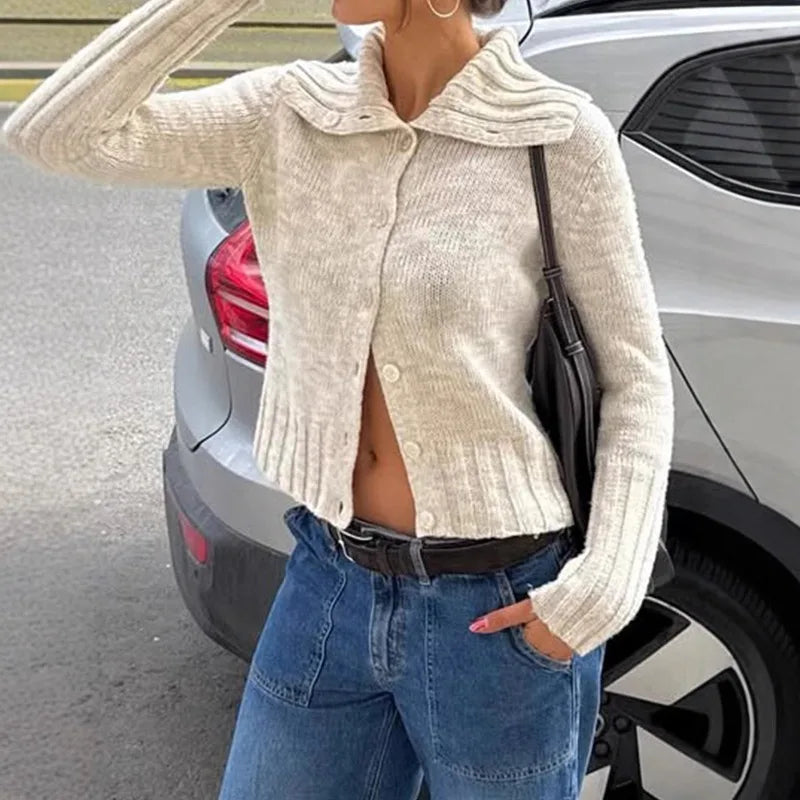 Cardigan in maglia con collo ampio Hanne