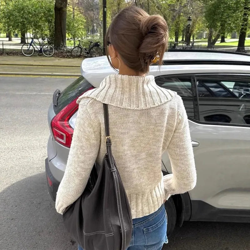 Cardigan in maglia con collo ampio Hanne