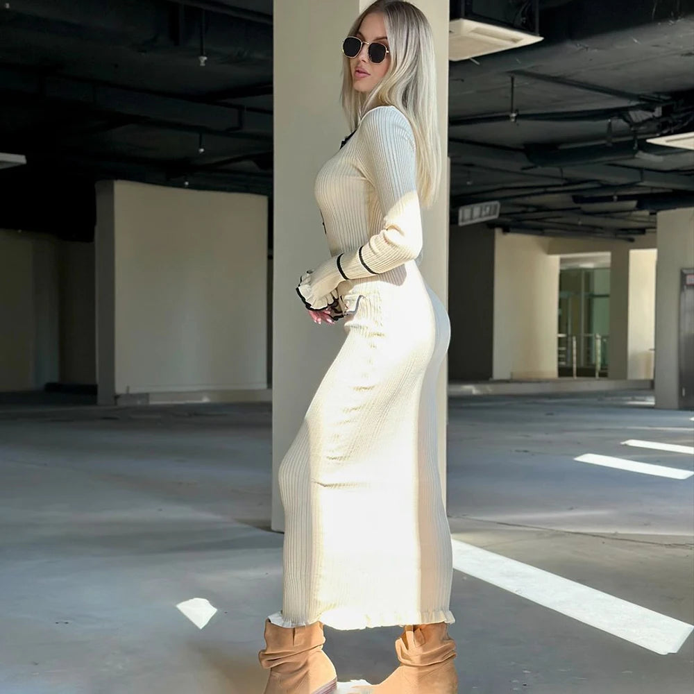Abito midi in maglia con colletto polo Emmeline