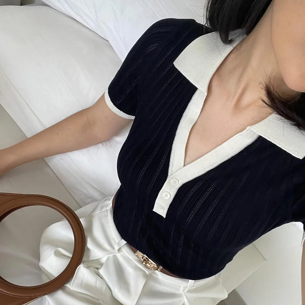 Maglione in maglia con rever