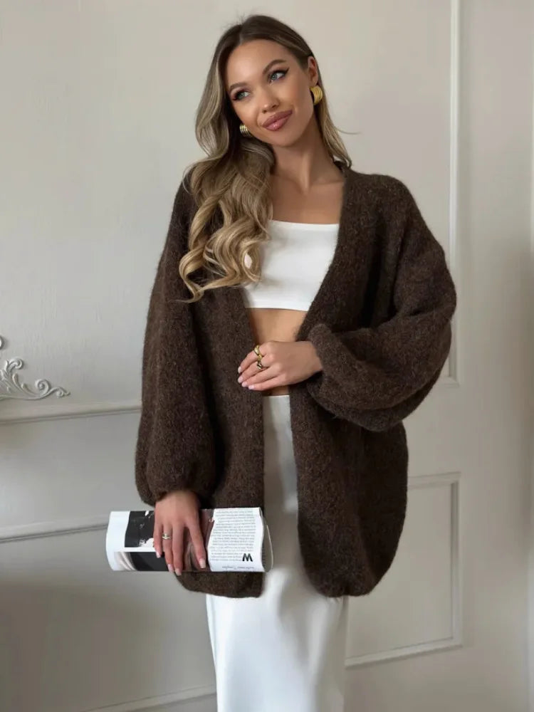 Cardigan oversize in maglia spazzolata Willa