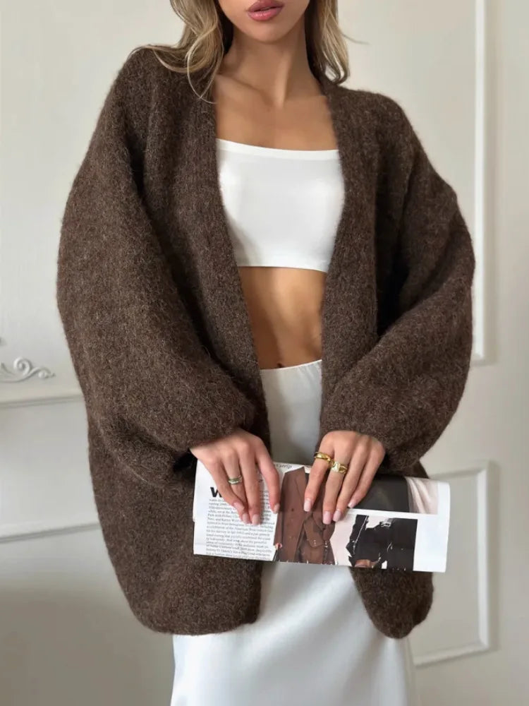 Cardigan oversize in maglia spazzolata Willa