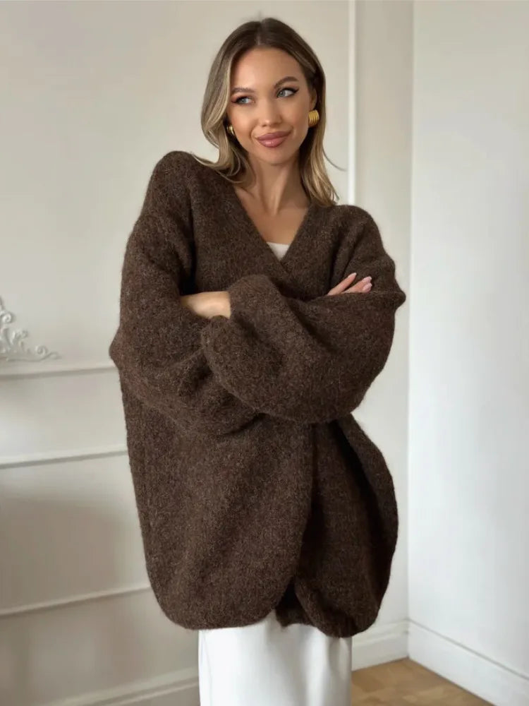 Cardigan oversize in maglia spazzolata Willa