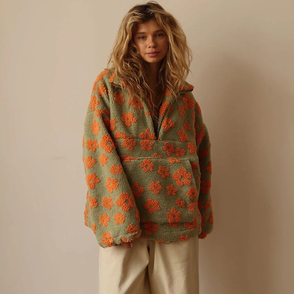 Maglione oversize in maglia con zip
