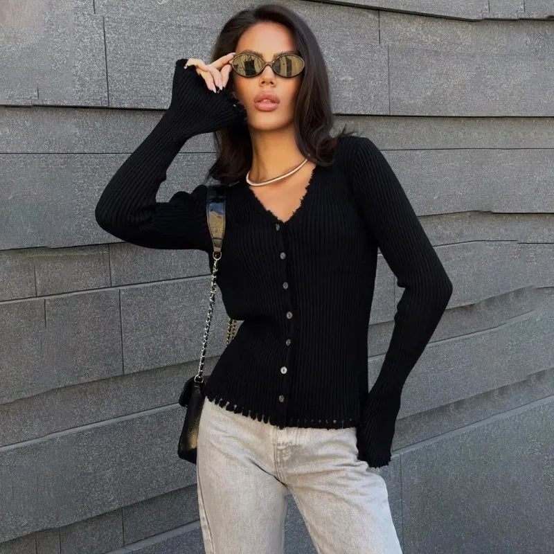 Cardigan con scollo a V e bottoni Zora