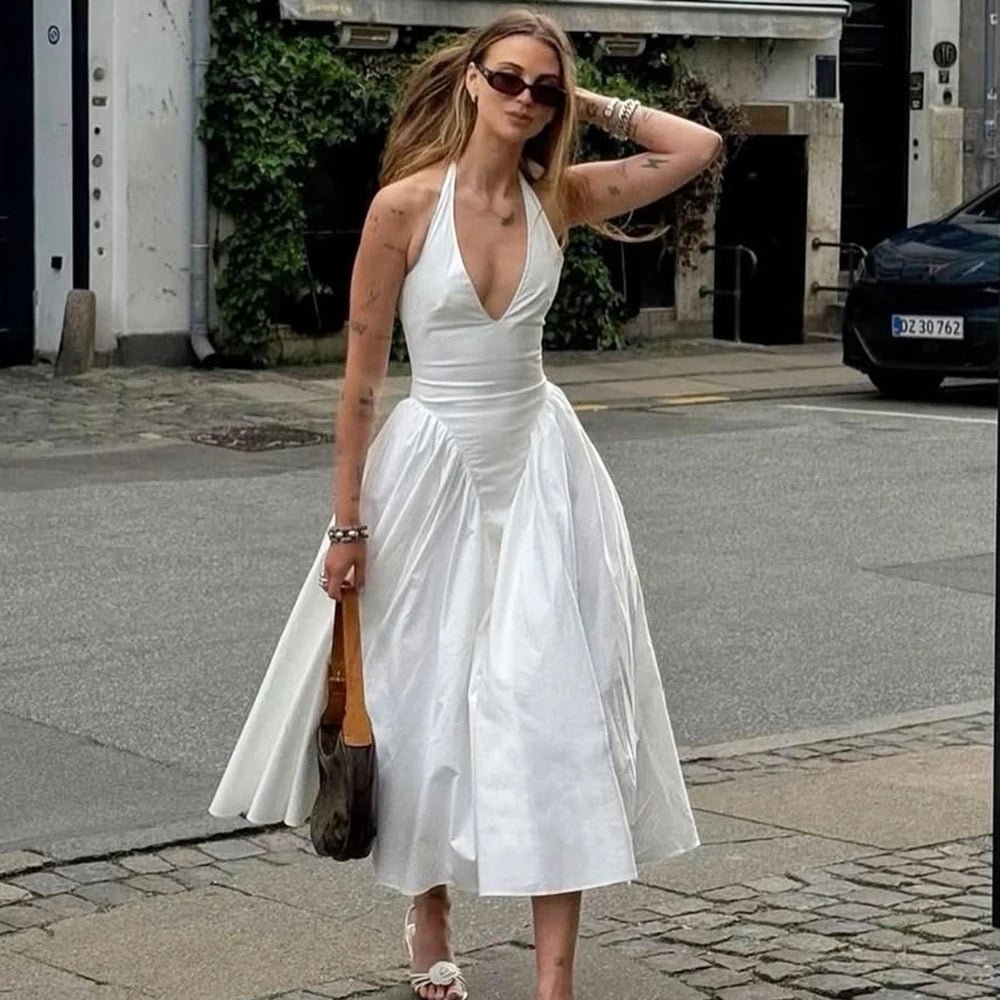 Abito maxi con scollo profondo Kristy