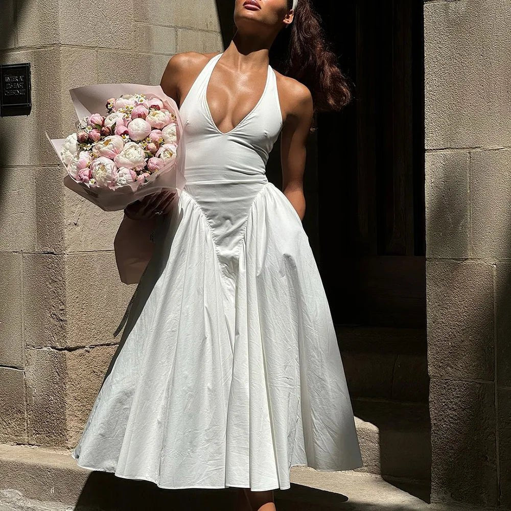 Abito maxi con scollo profondo Kristy