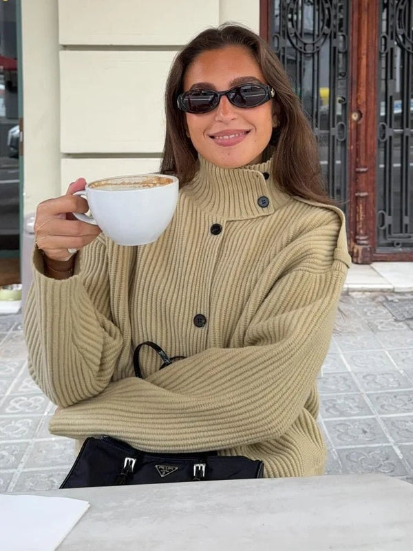 Cardigan lavorato a maglia con collo alto Kylie