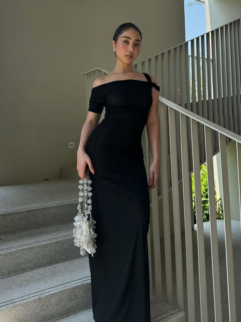 Abito lungo drappeggiato Kylie