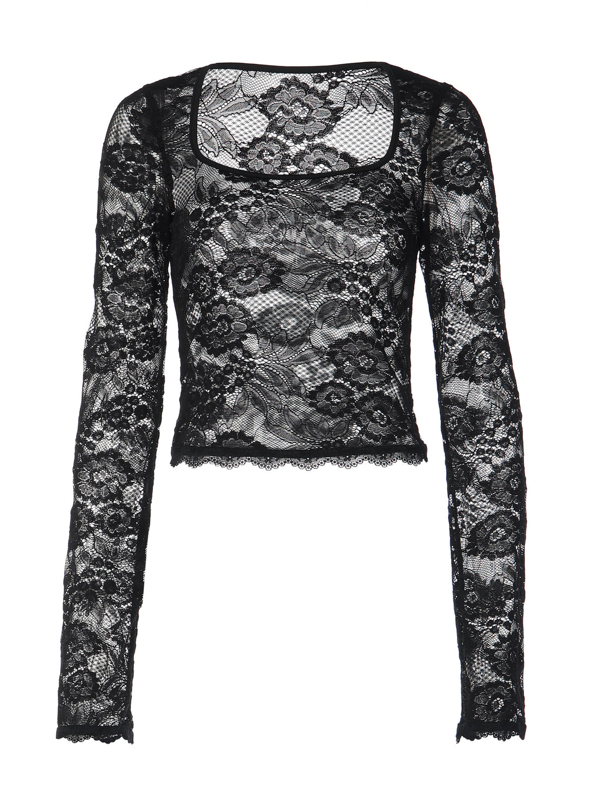Top in pizzo trasparente con scollo quadrato Tereza