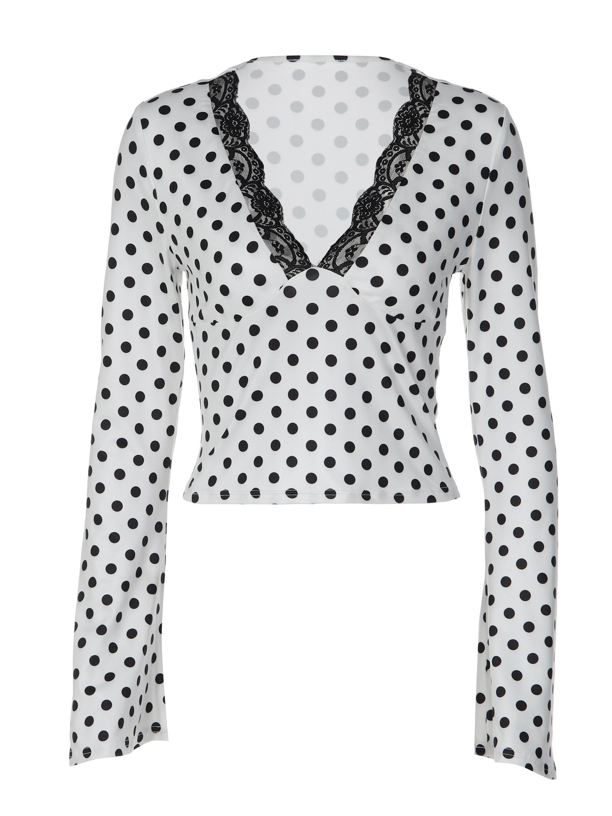 Top a pois con bordi in pizzo Josie