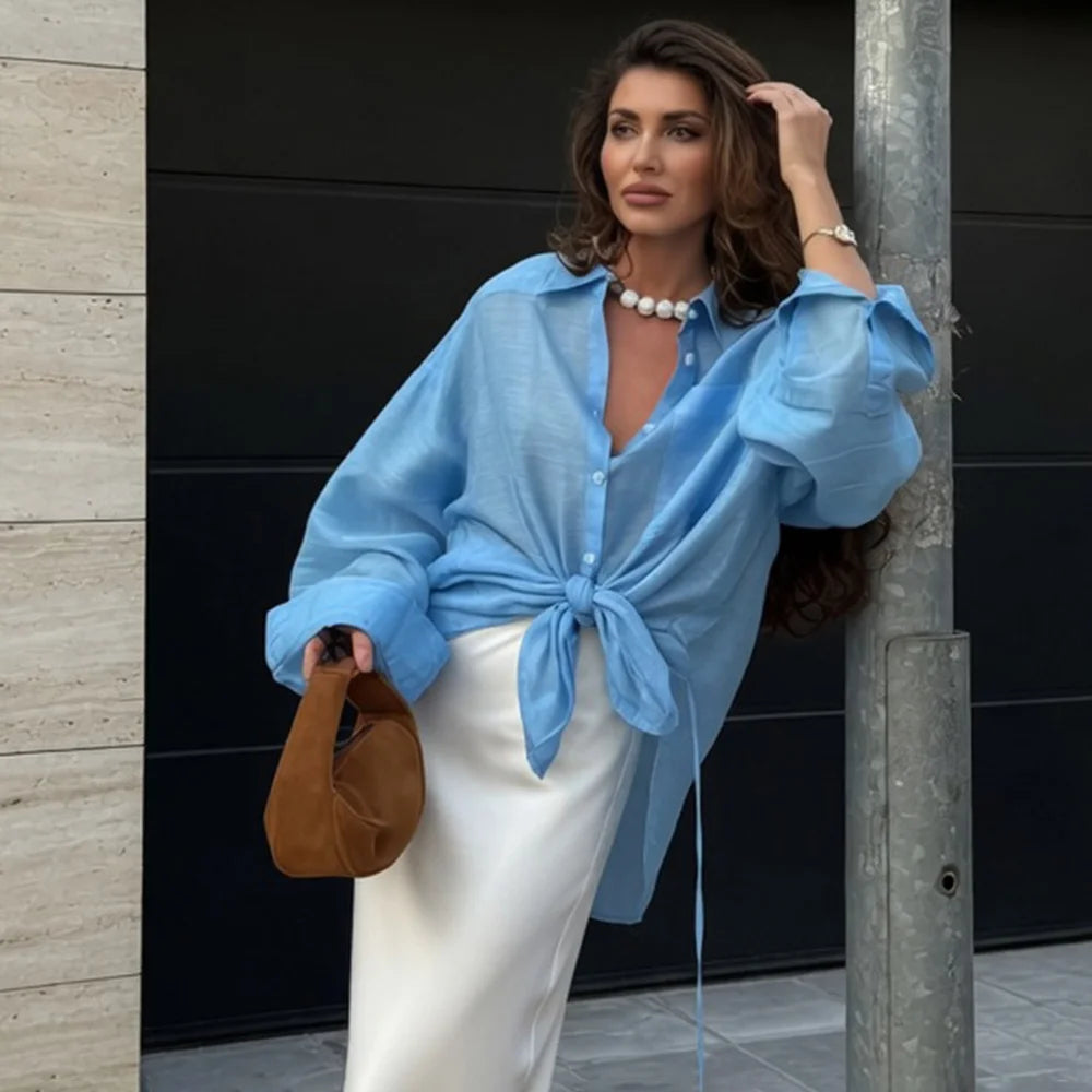 Top oversize con rever