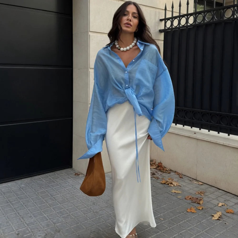 Top oversize con rever