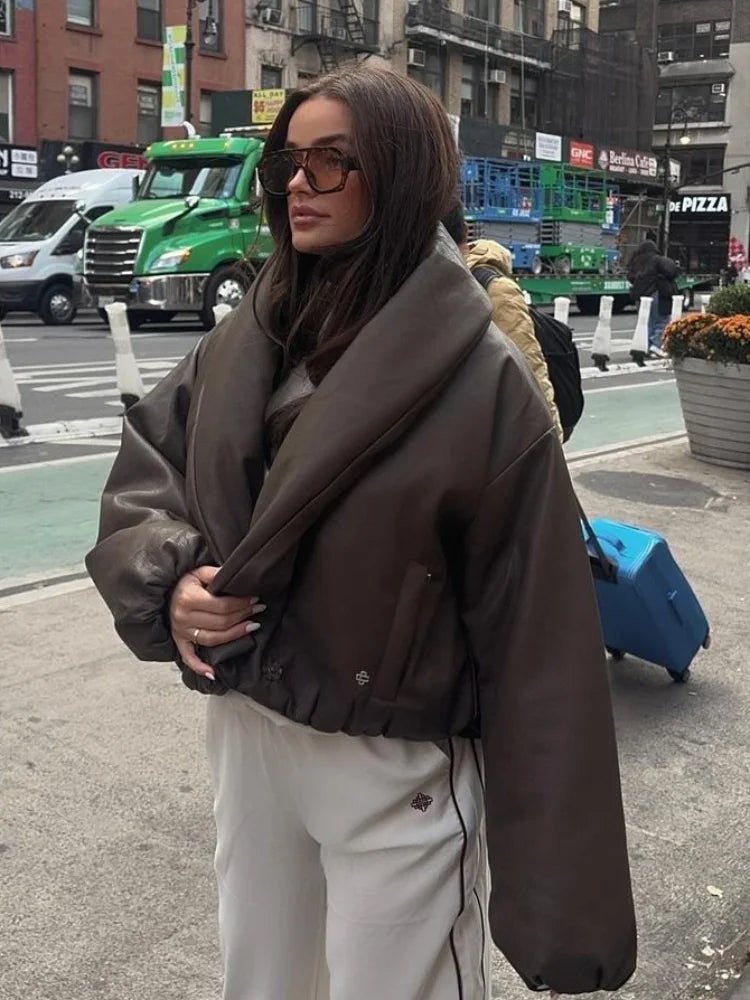 Giacca in pelle con revers Lara
