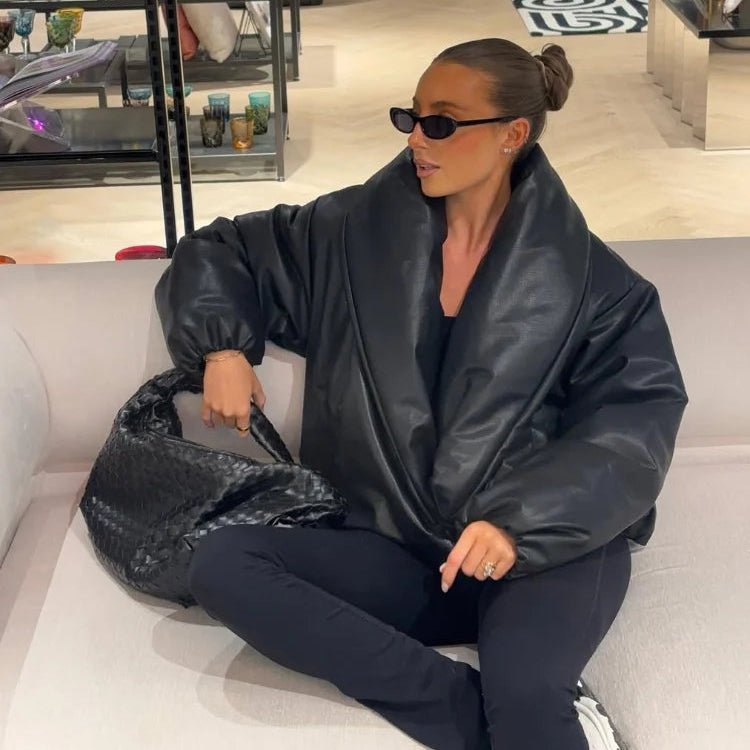 Giacca in pelle con revers Lara