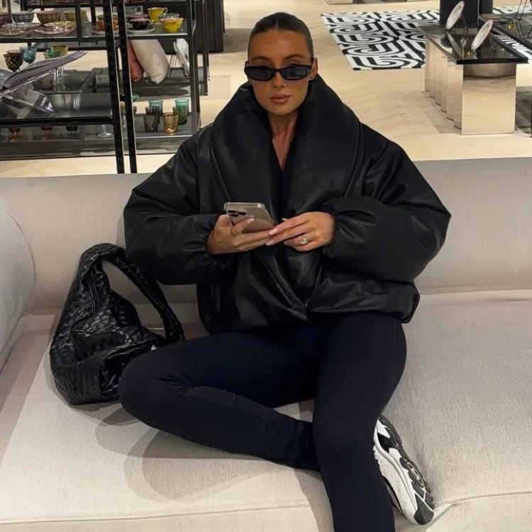Giacca in pelle con revers Lara
