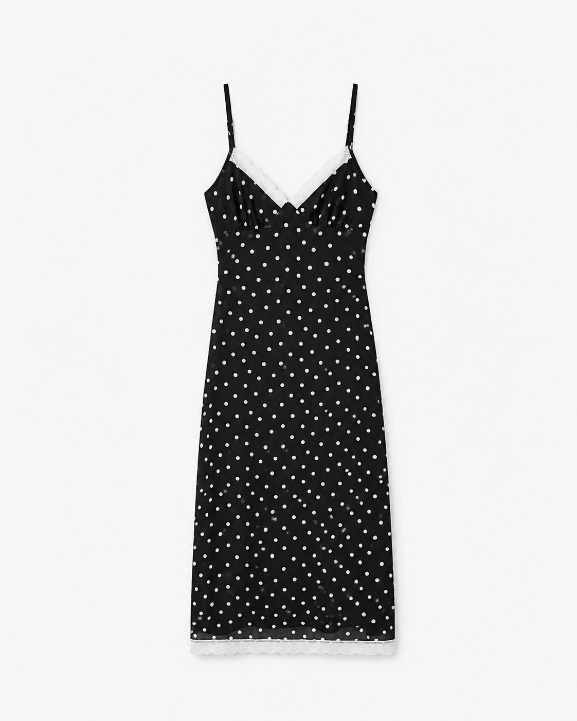 Abito a pois con bordo in pizzo Laura