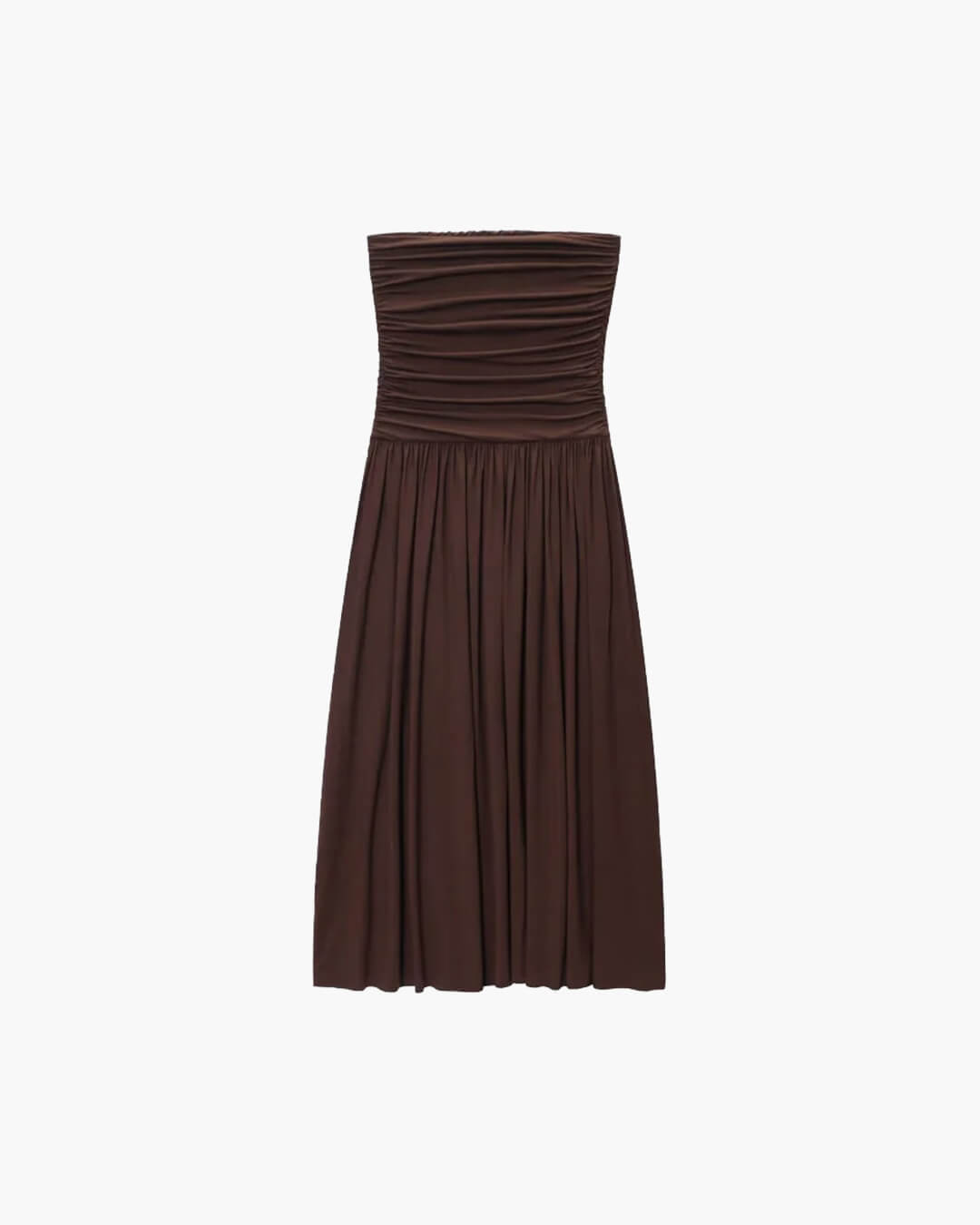 Abito maxi Lauren senza spalline con arricciature