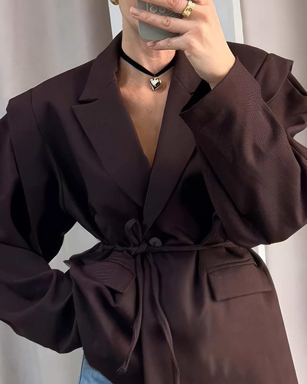 Blazer con cintura e maniche ampie Leandra
