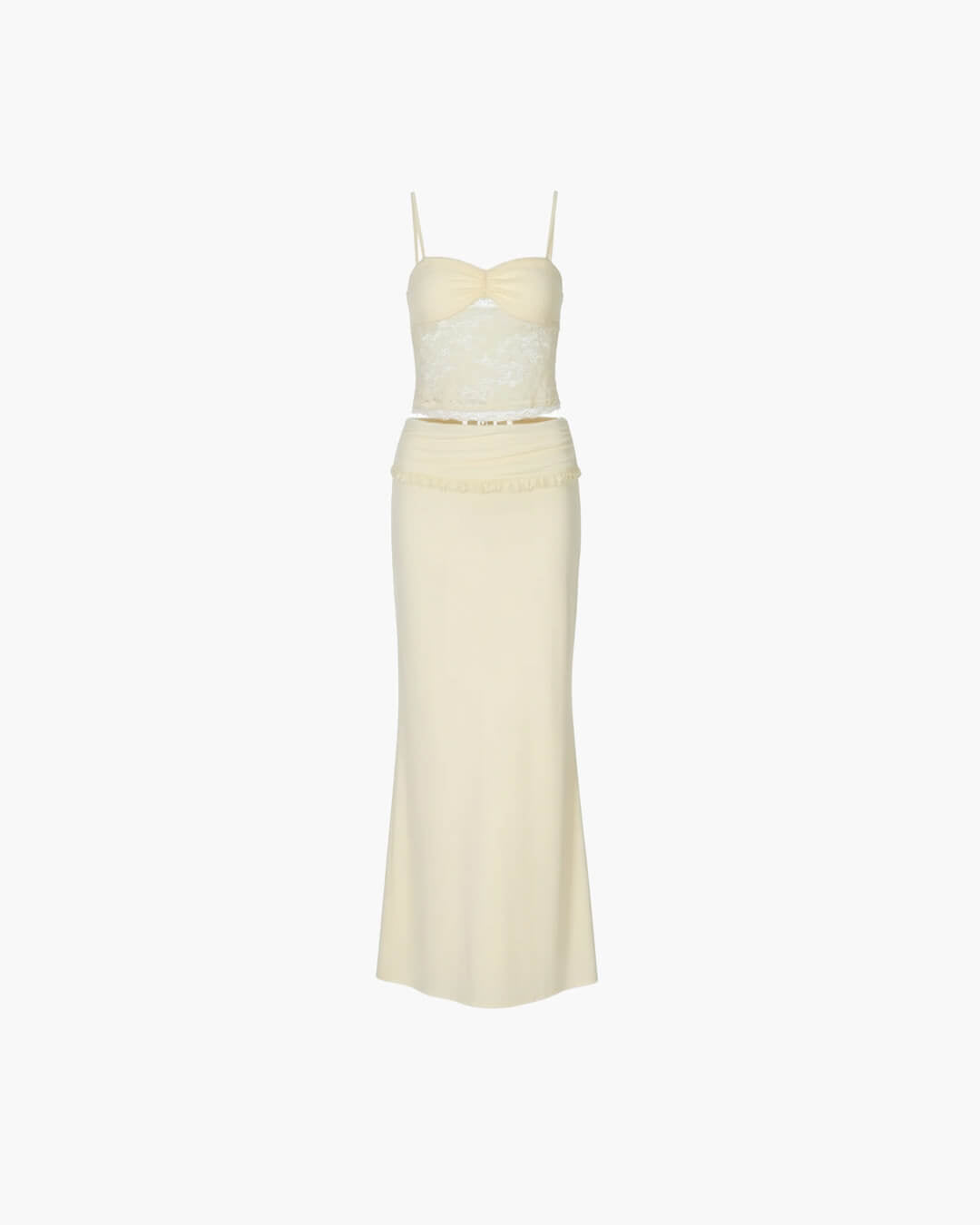 Completo Leanna con gonna maxi in pizzo