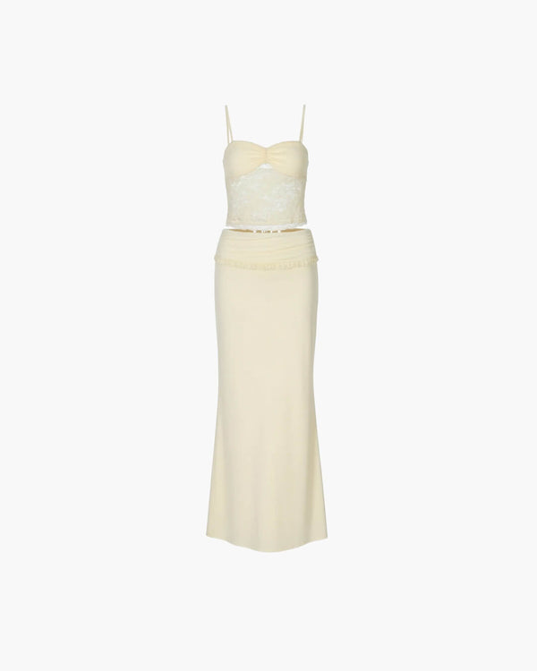 Completo Leanna con gonna maxi in pizzo