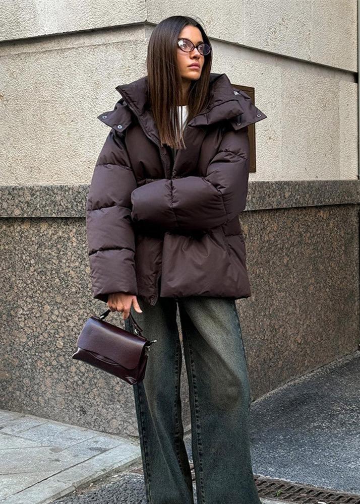 Giacca imbottita oversize Leila con cappuccio removibile